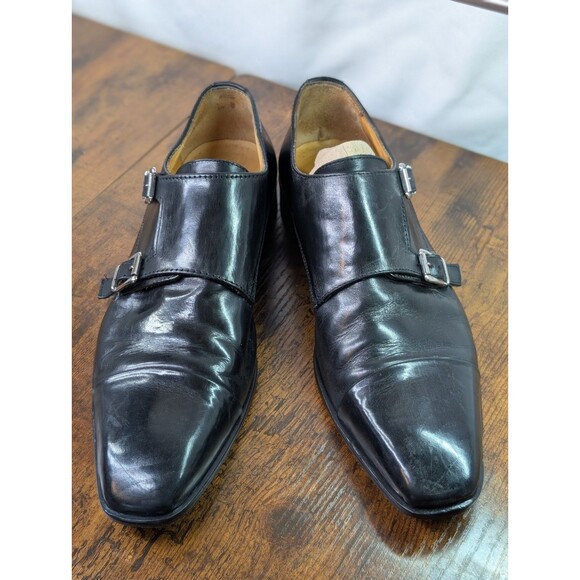 MERCANTI FIORENTINI Black Double Monk Strap Leather Oxford Shoes Leather Sz 8.5 main image 8